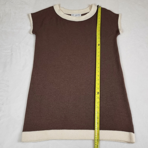 St John collection knit Crème And Brown Dress. Sz S - Picture 8 of 9